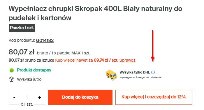 Oznaczenie produktu DHL