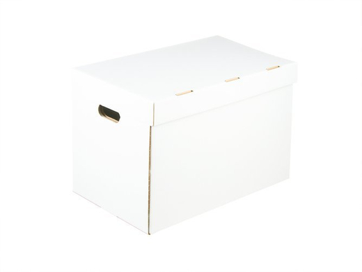 Karton na segregatory z uchwytami 500x305x325mm 3W B 440g/m2 Biały Zestaw palet 2100 szt.