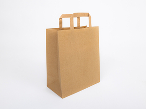 Torba papierowa z uchwytem płaskim 260x140x300mm Brązowa Komplet 300 szt.