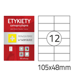 Białe etykiety samoprzylepne do nadruku 105x48 mm 1200 etykiet arkusz A4 100 szt. 1 op.