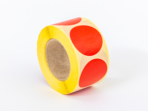 Czerwone naklejki w rolce Fi 35 mm 500 szt. 1 rolka