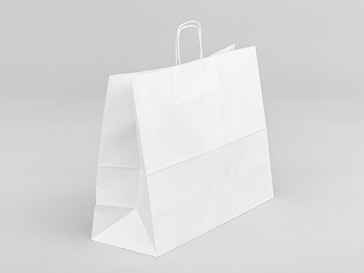 Biała torba papierowa z uchwytem skręcanym 500x180x390mm Komplet 150 szt.