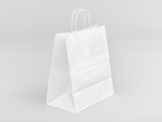 Biała torba papierowa z uchwytem skręcanym 300x170x340mm Komplet 250 szt.