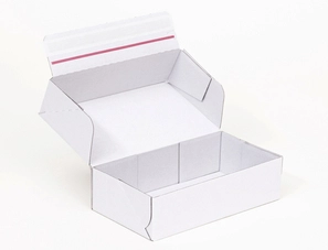 Karton fasonowy z paskiem klejowym i tasiemką zrywającą 230x130x80mm 3W E 390g/m2 Biały-Biały Komplet 20 szt.