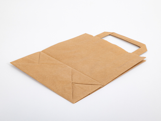 Torba papierowa z uchwytem płaskim 180x80x230mm Brązowa Komplet 400 szt.