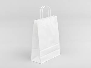 Biała torba papierowa z uchwytem skręcanym 240x100x320mm Komplet 25...