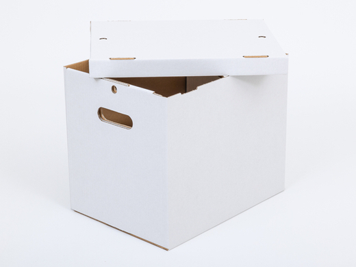 Karton fasonowy z uchwytami 400x300x330mm 3W B 450g/m2 Biały spód + wieko Paleta 590 szt.