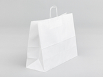 Biała torba papierowa z uchwytem skręcanym 500x180x390mm Komplet 150 szt.