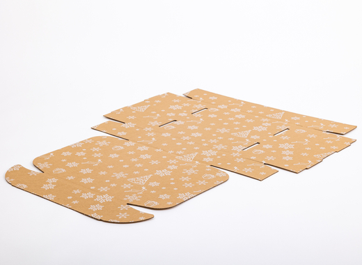 Karton fasonowy świąteczny szary w białe śnieżynki i renifery 320x320x100mm 3W B 460g/m2 Komplet 10 szt.