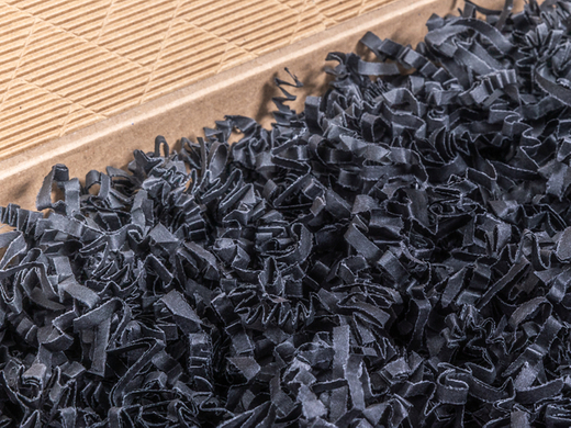 Wypełniacz do paczek BASIC papierowy ekologiczny ozdobny wiórki Czarny - Karton 1kg Paczka 17 kartonów