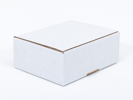 Karton fasonowy z paskiem klejowym i tasiemką zrywającą 250x200x100mm 3W B 360g/m2 Biały Paczka 180 szt.