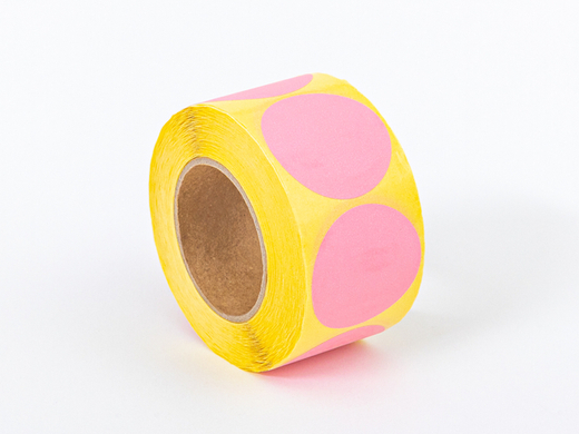 Różowe okrągłe naklejki w rolce Fi 35 mm 500 szt.1 rolka