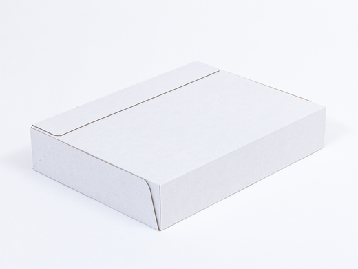 Karton fasonowy z paskiem klejowym i tasiemką zrywającą 400x300x80mm 3W E 390g/m2 Biały-Biały Paczka 100 szt.