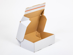 Karton fasonowy z podwójnym paskiem klejowym i tasiemką zrywającą 300x200x100mm 3W E 350g/m2 Biały FSC Mix