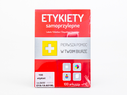 Białe etykiety samoprzylepne do nadruku 210x297mm 100 etykiet arkusz A4 100 szt. 1 op.