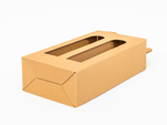 Brązowy karton ozdobny z rączką na 2 butelki wina 170x90x340 mm 4W FE 450g/m² Komplet 10 szt.
