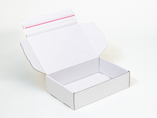 Karton fasonowy z paskiem klejowym i tasiemką zrywającą 200x120x80mm 3W B 440g/m2 Biały-Biały Zestaw palet 8400 szt.