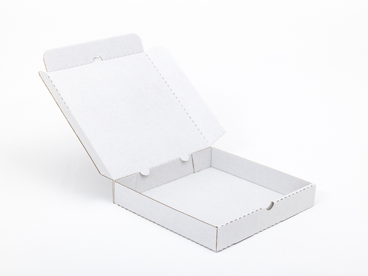 Karton na pizzę z nadrukiem 240x240x40mm wew. 3W E 420g/m2 Biały-Biały Paczka 350 szt.