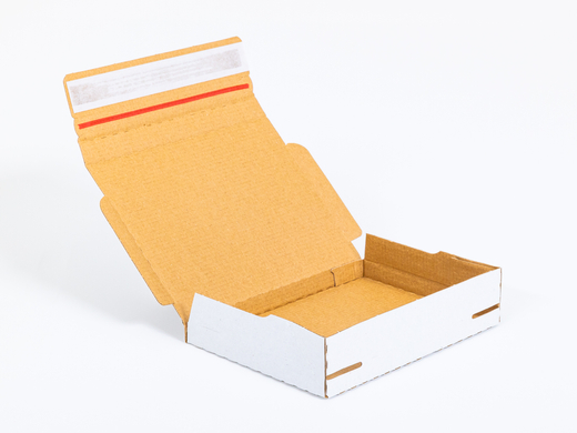 Karton fasonowy z paskiem klejowym i tasiemką zrywającą 200x150x20mm 3W E 350g/m2 Biały Poczta Polska List S Paleta 6000 szt.