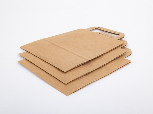 Torba papierowa z uchwytem płaskim 180x80x230mm Brązowa Komplet 400 szt.