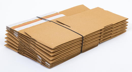 Karton fasonowy z paskiem klejowym i tasiemką zrywającą 300x200x100mm 3W B 380g/m2 Szary Paleta 1760 szt.