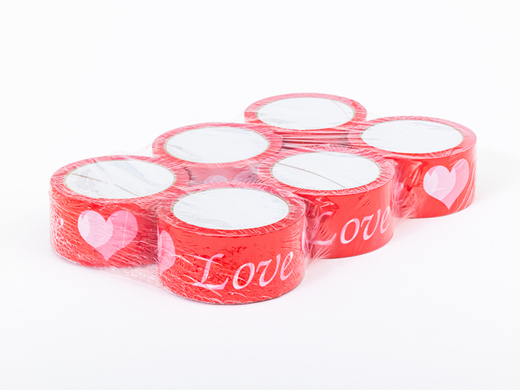 Czerwona taśma walentynkowa z napisem Love 48mm/60m - 1 szt.