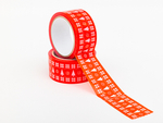 Taśma hot-melt świąteczna czerwona w białe choinki i gwiazdki 48mm/50m Komplet 6 szt.