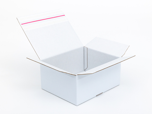 Karton fasonowy z paskiem klejowym i tasiemką zrywającą 300x250x150mm 3W B 440g/m2 Biały-Biały Komplet 20 szt.