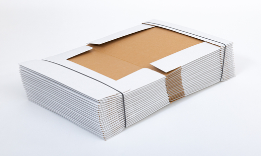 Karton fasonowy z paskiem klejowym i tasiemką zrywającą 400x300x80mm 3W E 350g/m2 Biały Komplet 20 szt.