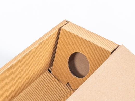 Brązowy karton ozdobny na 1 butelkę wina 322x107x110 mm 4W FE 450g/m² Paleta 1500 szt.