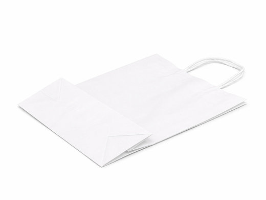 Biała torba papierowa z uchwytem skręcanym 240x100x320mm Komplet 250 szt.