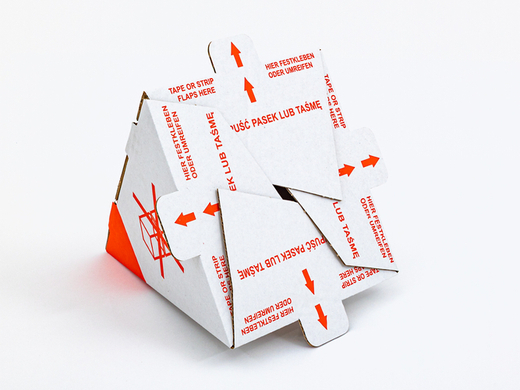 Stożek ochronny na paletę z nadrukiem „Nie piętrować” 195x195x230mm 3W B 360g/m2 Biały FSC Mix Paleta 2800 szt.