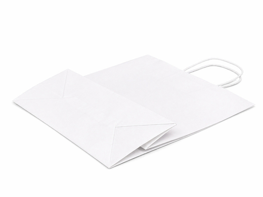 Biała torba papierowa z uchwytem skręcanym 400x180x390mm Komplet 150 szt.