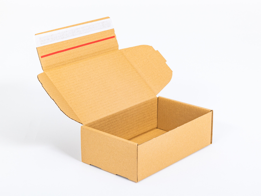 Karton fasonowy z paskiem klejowym i tasiemką zrywającą 250x150x80mm 3W B 320g/m2 Szary Zestaw palet 8400 szt.