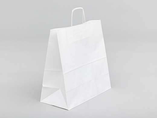 Biała torba papierowa z uchwytem skręcanym 400x180x390mm Komplet 150 szt.