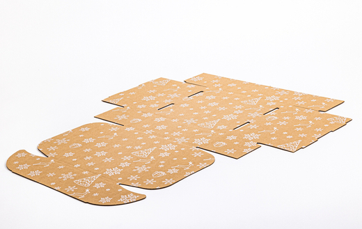 Karton fasonowy świąteczny szary w białe śnieżynki i renifery 305x270x110mm 3W B 460g/m2 Paleta 682 szt.