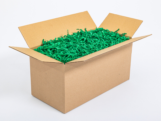 Wypełniacz do paczek ZigZag Delux papierowy ekologiczny ozdobny wiórki Ciemnozielony - Karton 1kg Paczka 10 kartonów