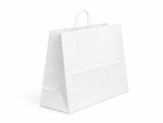 Biała torba papierowa z uchwytem skręcanym 500x180x390mm Komplet 150 szt.