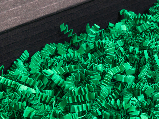 Wypełniacz do paczek ZigZag Delux papierowy ekologiczny ozdobny wiórki Ciemnozielony - Karton 1kg Paczka 17 kartonów