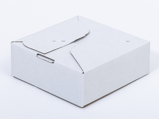 Karton fasonowy z paskiem klejowym i tasiemką zrywającą 200x200x80mm 3W B 380g/m2 Biały-Biały Paleta 2160 szt.