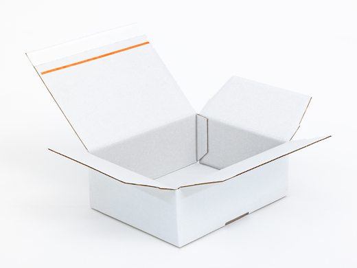 Karton fasonowy z paskiem klejowym i tasiemką zrywającą 250x200x100mm 3W B 440g/m2 Biały-Biały Komplet 10 szt.