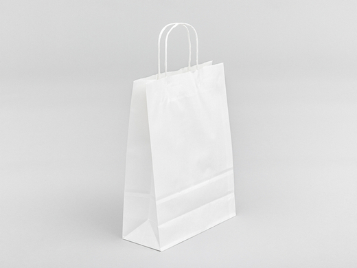 Biała torba papierowa z uchwytem skręcanym 240x100x320mm Paczka 500 szt.