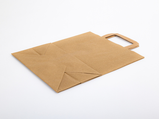 Torba papierowa z uchwytem płaskim 260x140x300mm Brązowa Komplet 300 szt.