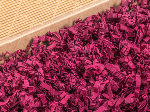 Wypełniacz do paczek BASIC papierowy ekologiczny ozdobny wiórki Bordowy - Karton 1kg Paczka 17 kartonów