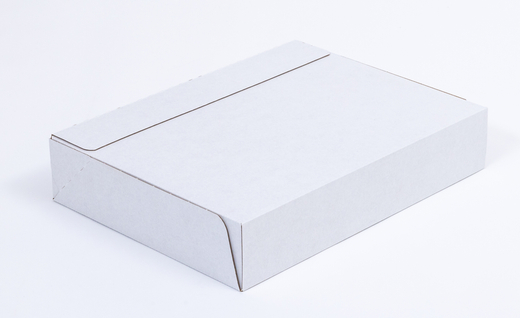 Karton fasonowy z paskiem klejowym i tasiemką zrywającą 400x300x80mm 3W E 350g/m2 Biały Paczka 100 szt.