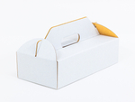 Kartonowe pudełko z uchwytem na ciasto i ciastka wew. 300x150x80 mm 3W E 400g/m² Białe Paleta 2400 szt.
