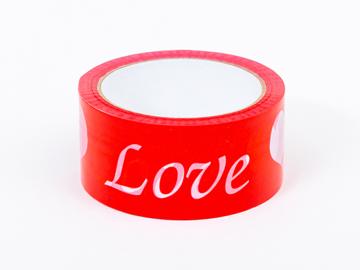 Czerwona taśma walentynkowa z napisem Love 48mm/60m - 1 szt.