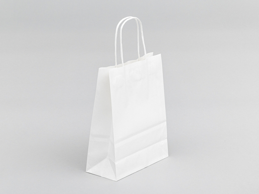 Biała torba papierowa z uchwytem skręcanym 180x80x225mm Komplet 250 szt.