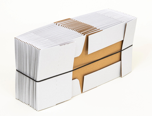 Karton fasonowy z paskiem klejowym i tasiemką zrywającą 160x120x50mm 3W E 350g/m2 Biały Zestaw palet 52000 szt.