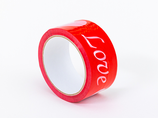 Czerwona taśma walentynkowa z napisem Love 48mm/60m - 1 szt.